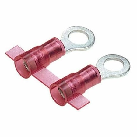 Panduit Ring Terminal, #6 Stud Size, 18 AWG, 600 V, Nylon Insulated, Red, Crimp Termination Only, 3000 PK PNF18-6RN-3K